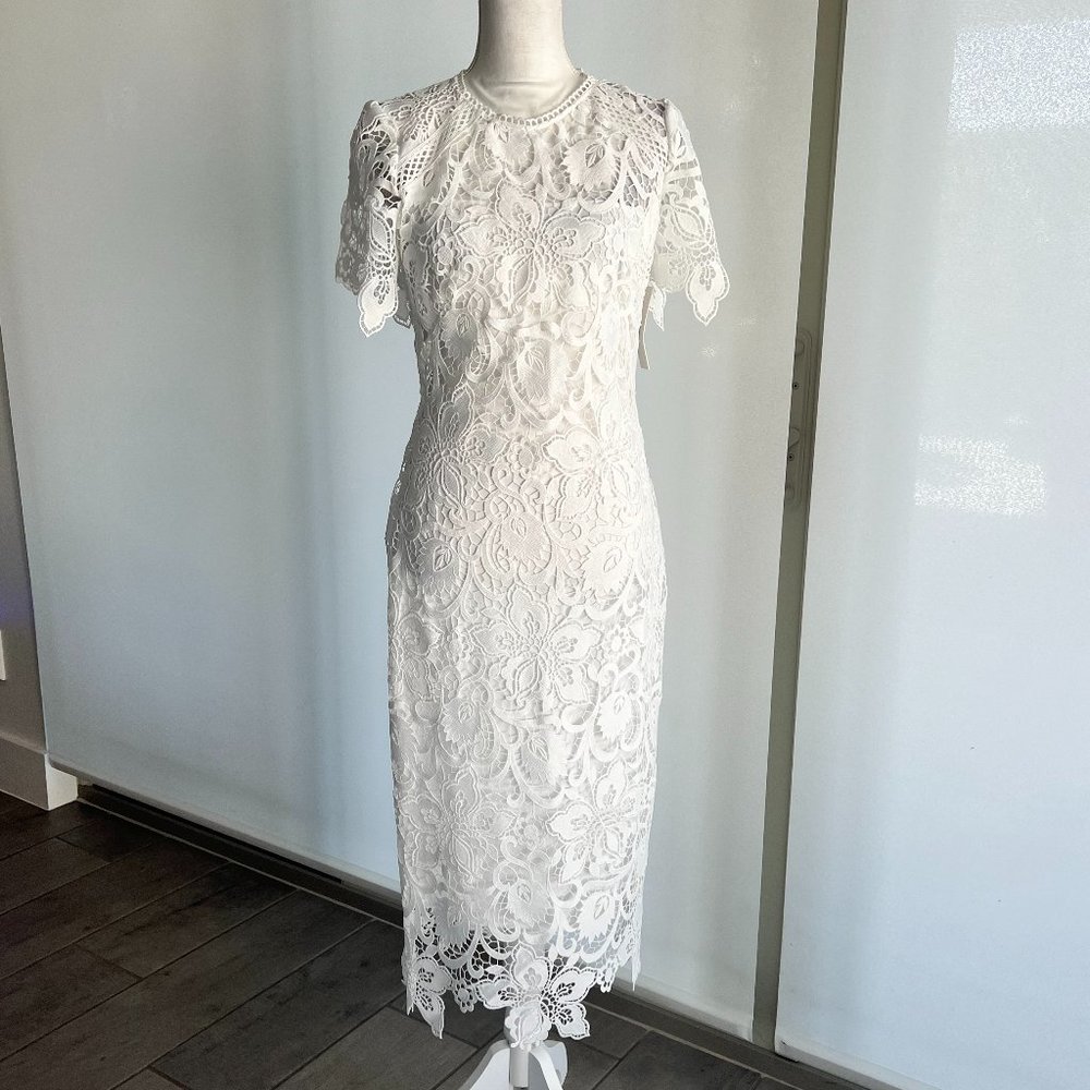 Shoshanna White Lace Midi Dress
